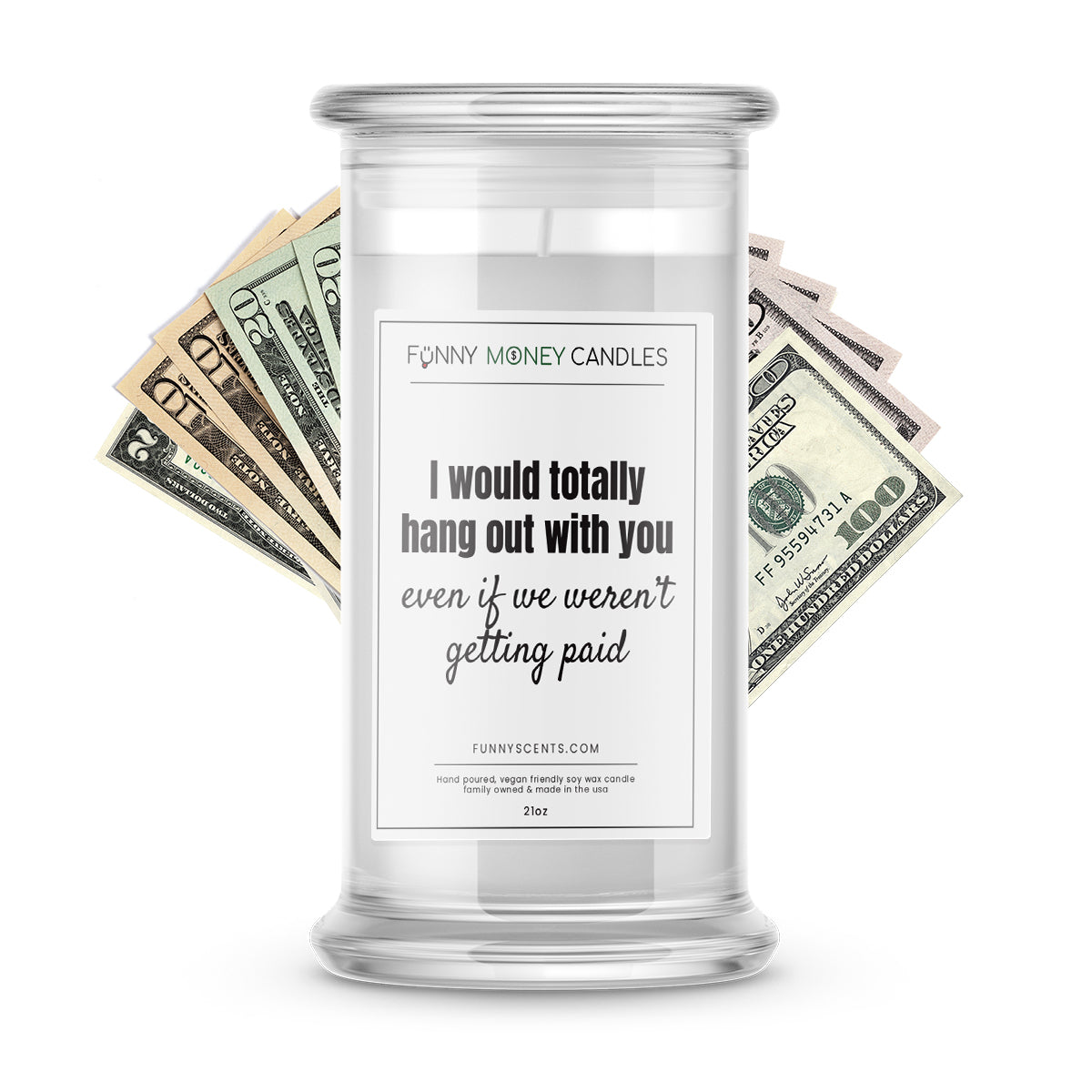 I Would totally hang out with you even if we weren't getting paid Money Funny Candles