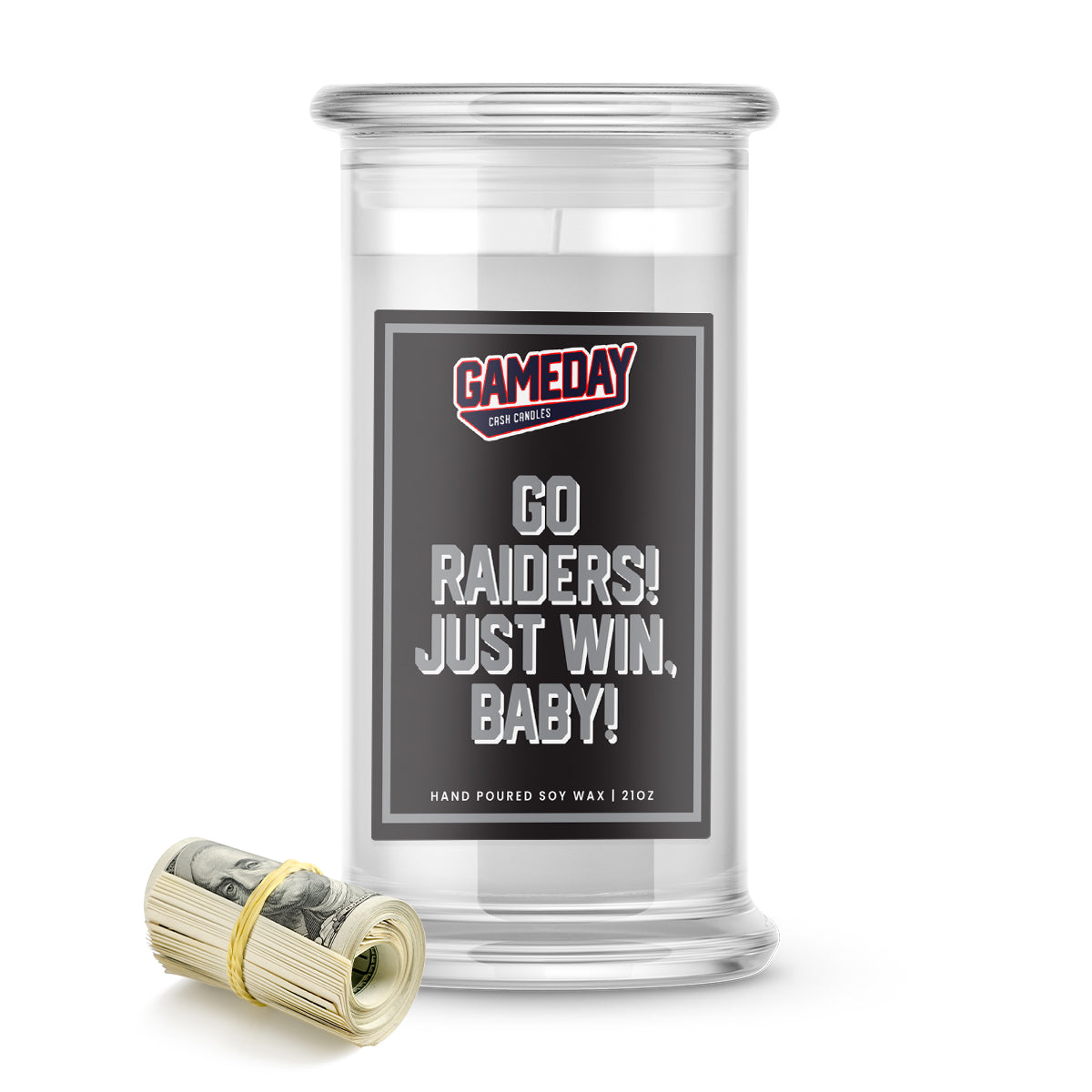 Las Vegas Raiders GO RAIDERS! Cash Candle