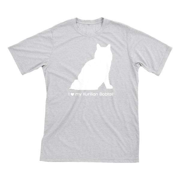 I Love My Kurilian Bobtail | Must Love Cats® White On Heathered Grey Short Sleeve T-Shirt-Must Love Cats® T-Shirts-The Official Website of Jewelry Candles - Find Jewelry In Candles!