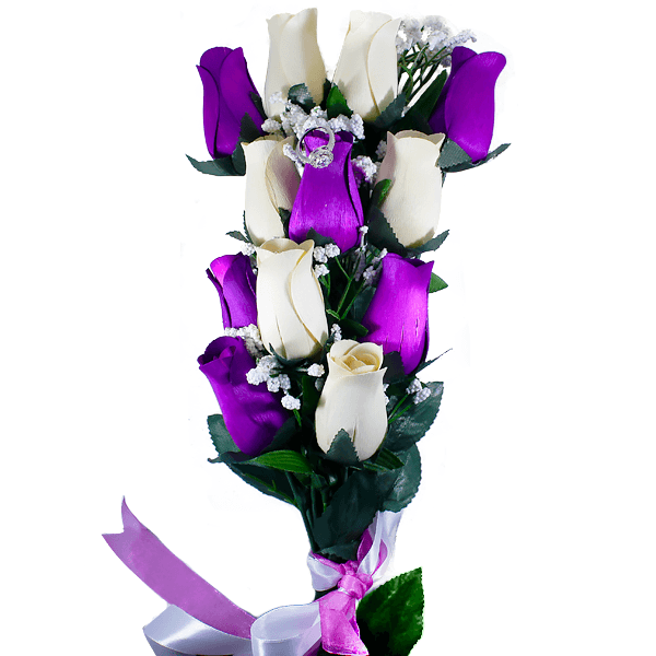 Purple & Cream Bouquet | Jewelry Roses®-Jewelry Roses®-The Official Website of Jewelry Candles - Find Jewelry In Candles!